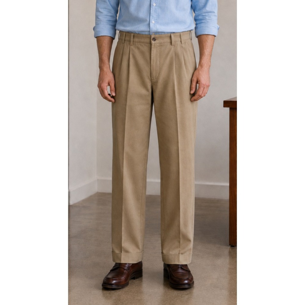 New Dockers Premium Khakis Work Pleated Relaxed Fit Pants Tan Men's 34 x 31 - Picture 12 of 13